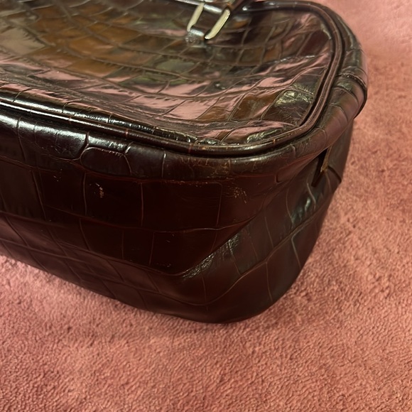 Vintage Besozzi Franco Brown/Black Leather Bag with Embossed Crocodile Pattern - Picture 7 of 14